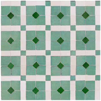 Mosaic House Moroccan tile Madison 12-1-10 White,   Green,   Light Green,    solid zellige, mosaic, zellij, field, pattern, glaze, classic 